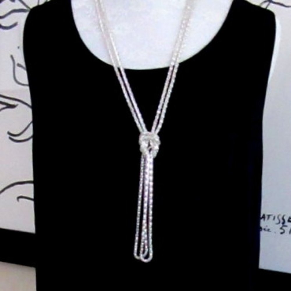 Silver snake chain knotted necklace - love knot